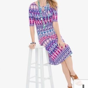 NWOT CHICO’S petite pastel ikat keyhole dress